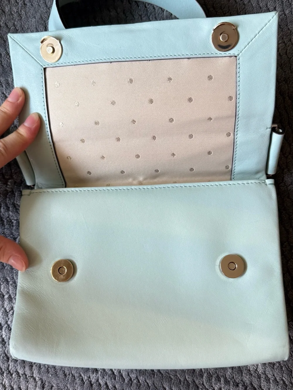 Rare Unique Kate Spade Luna duck egg blue leather shoulder bag